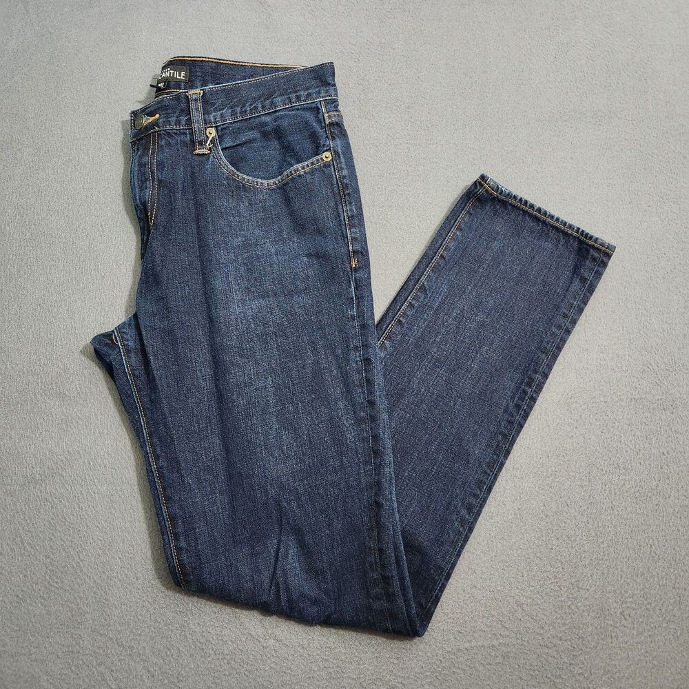 J. Crew Mercantile Men 32X34 (33X31.5) Dark Wash Slim Straight Leg Jeans